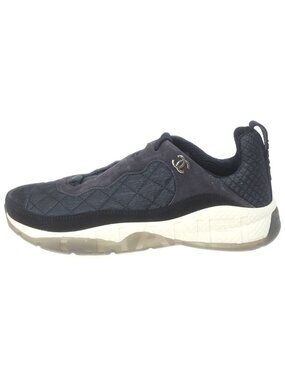 Chanel CC Logo Fabric Suede Low Cut Sneakers Black